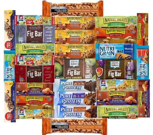 Ultimate Healthy Fitness Box - Caja de bocadillos de muestras de proteínas y granola saludable y barras (30 unidades) - Paquete de cuidado - Paquete