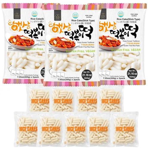 Miniatura 10 de Unha's Asian Snack Box - Pastel de arroz coreano - 1 paquete (3 paquetes individuales) vegano sin OMG sin gluten Tteok Pasta21.16 oz