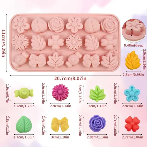 Miniatura 2 de Moldes de flores de silicona, 2 piezas de moldes de silicona para chocolate con 36 cavidades para chocolate, gomitas, cubitos de hielo, decoraciones