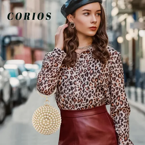 Miniatura 2 de Bolso de mano redondo para mujer, con diamantes de imitación, bolso de noche con cuentas de perlas