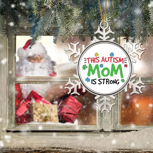 Miniatura 6 de Esta mamá con autismo es adornos de Navidad, concienciación sobre el autismo, regalos de recuerdo de Navidad, copo de nieve de metal, decoración