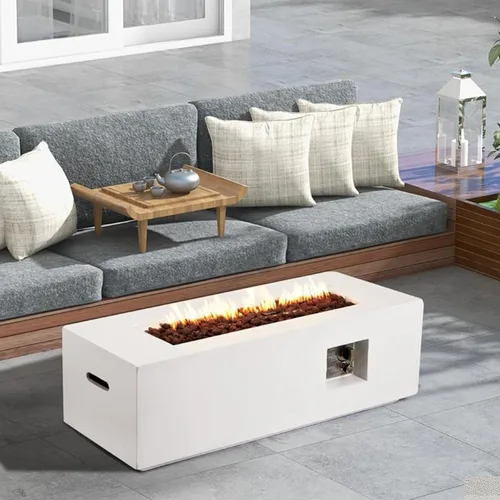 Miniatura 30 de ECOTOUGE Mesa de cubierta de tanque de propano, 15.5 pulgadas para mesa de fuego, mesa oculta cilíndrica para exteriores para fogata de gas