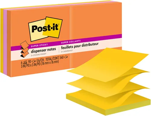 Miniatura 13 de Post-it Dispensador de notas emergentes súper adhesivas, 10 blocs de notas adhesivas, 3 x 3 pulgadas, 2 veces el poder de adherencia, suministros