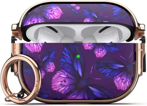 Miniatura 8 de Funda para AirPods 3, Funda Protectora de Cuerpo Completo de Material Híbrido con Cierre Seguro (Rosado Dorado + Verde)
