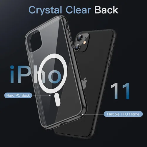 Miniatura 4 de JETech Funda magnética para iPhone 11 de 6.1 pulgadas, compatible con carga inalámbrica MagSafe, a prueba de golpes, parte trasera transparente