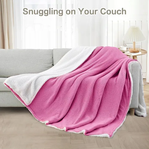 Miniatura 4 de Manta de forro polar sherpa ultrasuave de 60 x 80 pulgadas, tamaño individual, manta de punto acogedora y cálida de 480 GSM para invierno, manta
