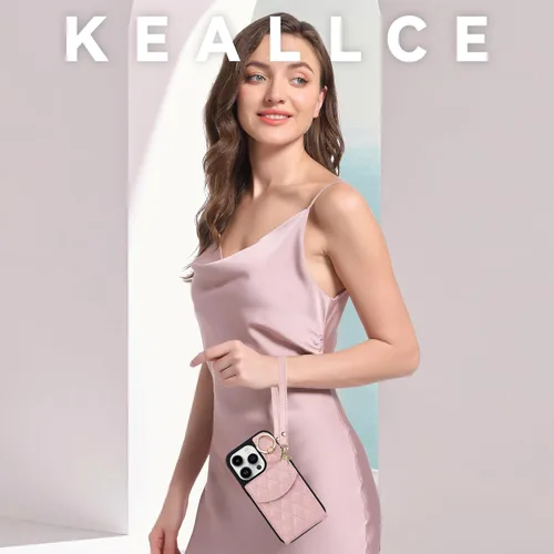 Miniatura 4 de Funda para iPhone 15 Pro de 6.1 pulgadas, cartera cruzada con bloqueo RFID, 4 ranuras para tarjetas, soporte de anillo de 360°, funda protectora