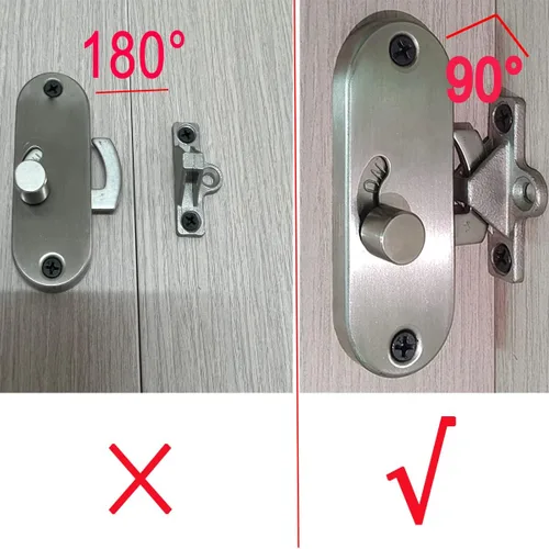 Miniatura 6 de KAFENDA Cerradura de puerta de 90 grados, pestillo de bloqueo de puerta plegable para puerta corrediza de granero de seguridad (2 cerraduras)