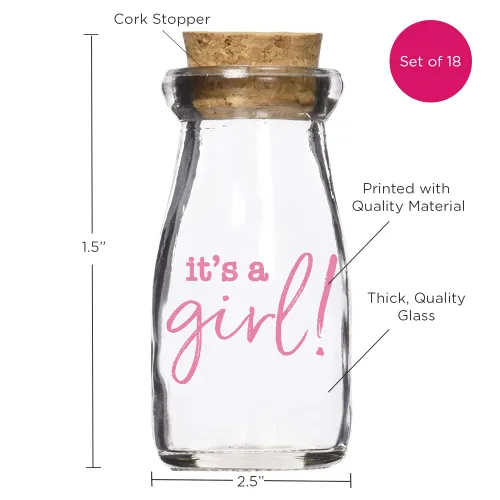 Miniatura 7 de Kate Aspen Botella de leche vintage impresa de 3.8 onzas - It's a Girl! (juego de 12) gráficos actualizados, It's A Girl Pink 2 (27196NA-GIRL)