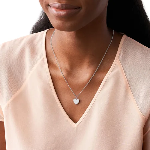 Miniatura 3 de Fossil Collar de cadena con dije de acero inoxidable grabado chapado para mujer