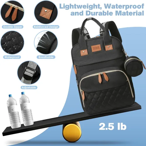Miniatura 5 de JSTPRO Mochila para pañales, bolsa de pañales grande con estación de cambio, bolsa de bebé, regalos para nuevas madres, bolsa de pañales unisex Negro