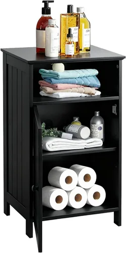 Small Bathroom Storage Cabinet, Freestanding Toilet Paper Cabinet with Door and Adjustable Shelf, Floor Bathroom Organizers and Storage for Small