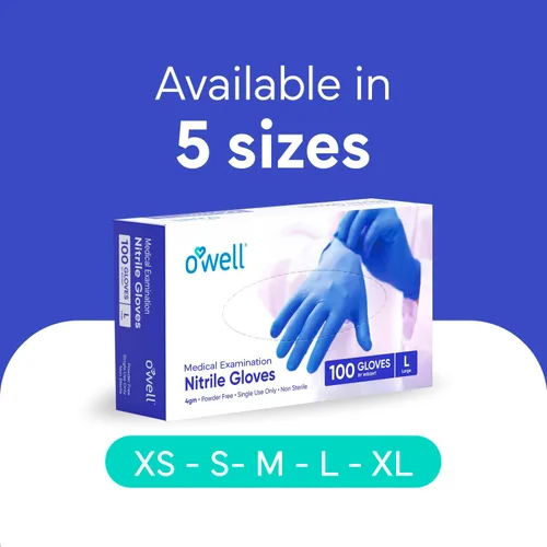 Miniatura 6 de OWELL® Blue Medical Exam Nitrile Gloves – Disposable Gloves for Dental & Medical Use, Powder-Free, Latex-Free, Chemo Rated