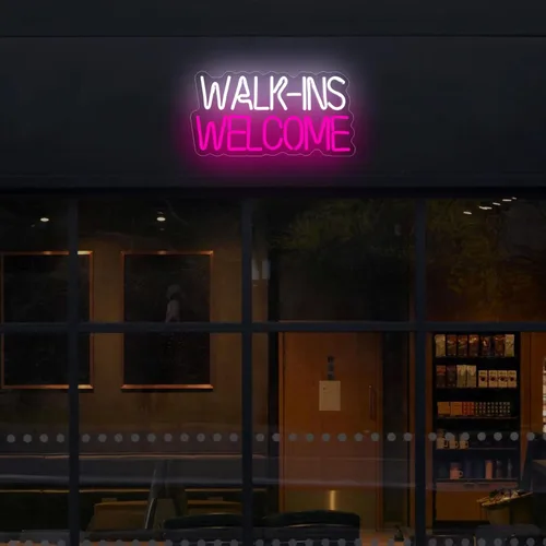 Miniatura 6 de Walk Ins - Letrero de neón de bienvenida para decoración de pared, luces LED para sala de estudio, decoración de negocios, luz de neón