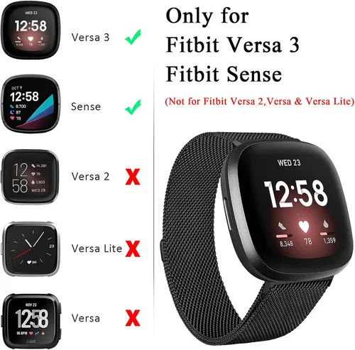 Miniatura 6 de Amzpas Bandas compatibles con Fitbit Versa 3/4 Fitbit Sense/Sense 2, correa magnética ajustable de acero inoxidable transpirable para Fitbit Versa
