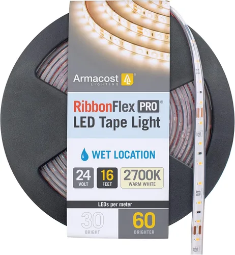 Miniatura 11 de Armacost Lighting RibbonFlex Pro 135410 - Cinta de luz blanca cálida (2700 K), 60 LEDs/M, 8.2 ft, 24 V