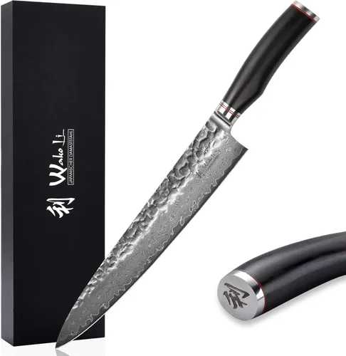 Miniatura 11 de Wakoli EBO BBQ Kiritsuke - Cuchillo de carnicero de damasco de 7.9 pulgadas Acero con núcleo VG10 de 67 capas Mango de madera de roble oscuro
