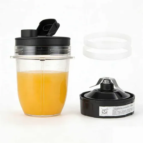 Miniatura 8 de Cuchilla de repuesto plana/fresadora y taza de 12 onzas con tapa de boquilla, compatible con Ninja Nutri-Blender Pro con Auto-iQ1100-W, BN400