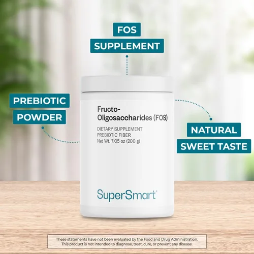 Miniatura 3 de Supersmart Fructo Oligosacáridos en polvo (prebióticos FOS) - Oligofructosa inulina - Suplemento de fibra Sin OMG y sin gluten - 7.05 oz