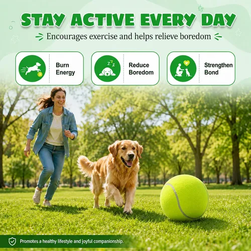 Miniatura 3 de INSUM Pelota de tenis gigante de 9.5 pulgadas, pelota de juguete grande para perros para jugar al aire libre, cumpleaños para perros grandes, ideal