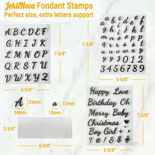 Miniatura 6 de 4 PCS Herramienta de Sellos de Pastel del Alfabeto para Galletas de Fondant, Bonita Escritura a Mano, Sello de Letras de Fondant de Grado Escritura