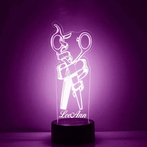 Miniatura 30 de Poste de Barbería Personalizado y Herramientas Letrero LED Lámpara de Luz Nocturna con Control Remoto, Pantalla Iluminada con Nombre o Imagen Barber