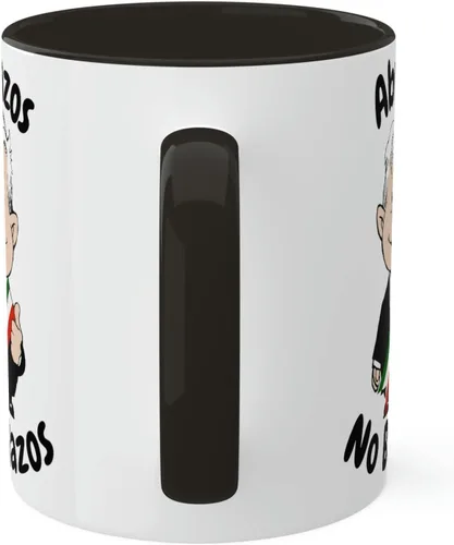 Miniatura 7 de MEXICANDOO AMLO - Taza de café Abrazos No Balazos con diseño de dibujos animados divertidos Muñeco AMLITO, taza de cerámica blanca brillante