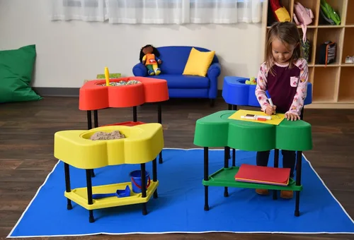 Miniatura 5 de Children's Factory AFB5100PY - Mesa sensorial para niños pequeños con tapa, altura ajustable, arena y agua, equipo de juego para interiores