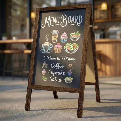 Miniatura 10 de TEAKMAMA Letrero de pizarra con marco de tiza, 40 x 20 pulgadas, extra grande, de doble cara, tablero de menú, sándwich resistente, para Gris