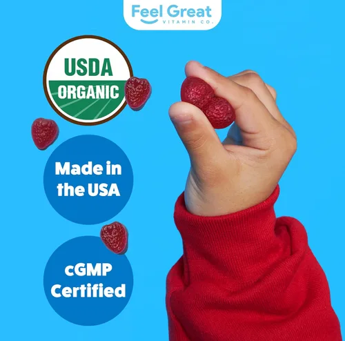 Miniatura 7 de Feel Great USDA - Gomitas probióticas orgánicas para niños, probióticos masticables de fresa para salud digestiva y apoyo inmunológico, probióticos