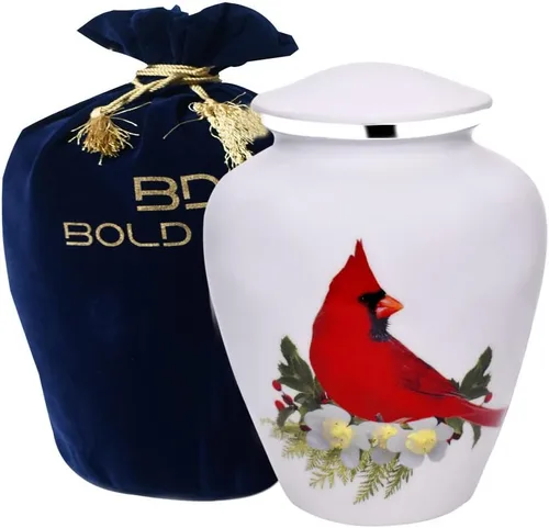 BOLD & DIVINE Urna para adultos, urna de cremación de pájaro cardenal rojo | Urna conmemorativa para adultos, entierro, urnas de cremación fúnebre |