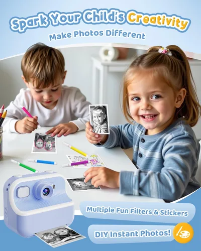 Miniatura 5 de Cámara Instantánea, Cámara de Selfie Dual Frontal Trasera para Niños con Videos de 1080P, Regalos de Cumpleaños y Vacaciones para Niños de 3 a 12