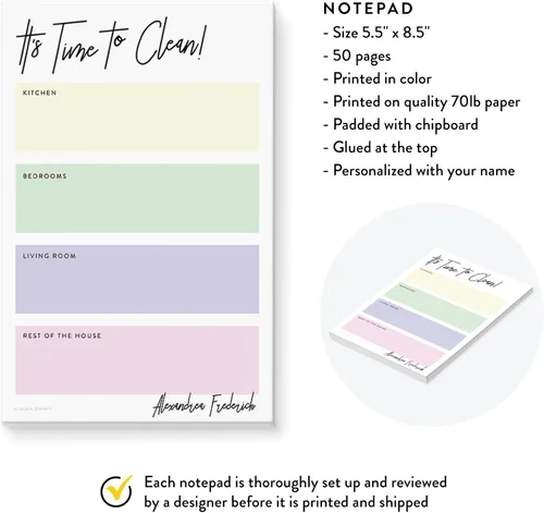 Miniatura 4 de Bloc de notas de limpieza personalizado, planificador de tareas domésticas para adultos, mamá, compañera de trabajo, lista de tareas diarias