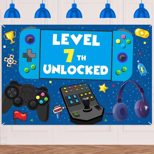 Miniatura 13 de Cartel de nivel 10 desbloqueado para cumpleaños número 10, telón de fondo, decoración temática de videojuegos, decoración para niños y niñas