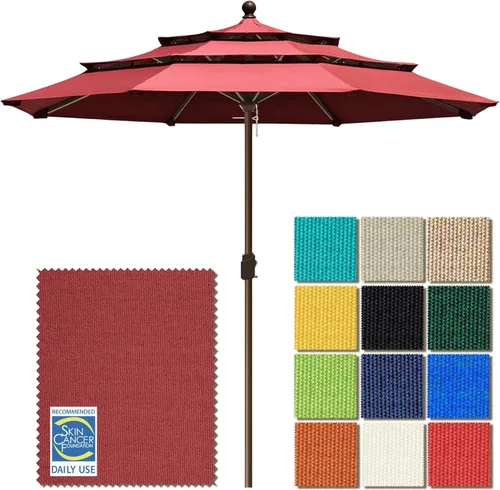 Miniatura 52 de EliteShade USA Sombrilla de Mercado de 10 Años Sin Decoloración de 9 Pies 3 Niveles Sombrilla de Patio Sombrilla de Mesa para Exteriores con Beige