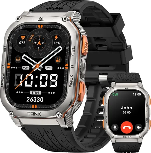 KOSPET Tank M3 Ultra Reloj inteligente con GPS, 5 ATM resistente al agua, brújula, altitud, presión de aire, batería extra grande de 480 mAh,