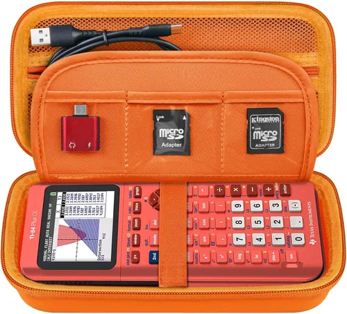 Miniatura 8 de Elonbo Funda de transporte para calculadora gráfica Texas Instruments TI-84 Evo/TI-84 Plus CE Evo, bolsillo de malla adicional para cargador de Azul
