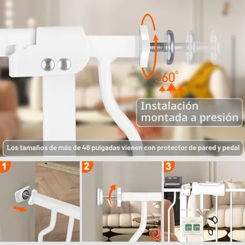 Miniatura 4 de Fairy Baby Puerta de bebé extra ancha para puertas, puertas de seguridad de cierre automático para dormitorio, se adapta a 57.5 pulgadas a 62