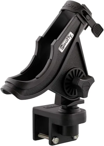 Miniatura 3 de Scotty #284-BK Baitcaster/Soporte de caña giratoria con soporte de riel cuadrado #243, negro