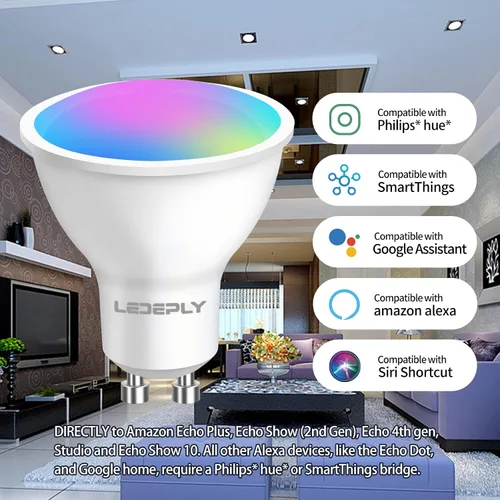 Miniatura 2 de Zigbee - Bombillas inteligentes GU10, compatibles con Hu*e*, Alexa y Google y ConBee (requiere concentrador), 5 W (50 W), bombilla LED WiFi