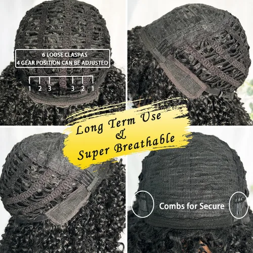 Miniatura 6 de SOKU Peluca de cabello corto rizado para mujeres negras, peluca corta rizada con flequillo, 10 pulgadas, rubia, resistente al calor, para mujer