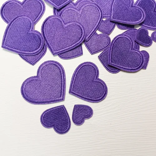 Miniatura 3 de 24 parches para planchar con corazón morado, parches bordados con corazón para ropa, chaquetas, sombreros, mochilas, jeans