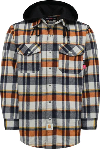 Miniatura 10 de BOCOMAL Camisas con capucha FR, camisas de franela a cuadros, con botones, resistentes al fuego, camisas de franela resistentes a la llama, chaqueta
