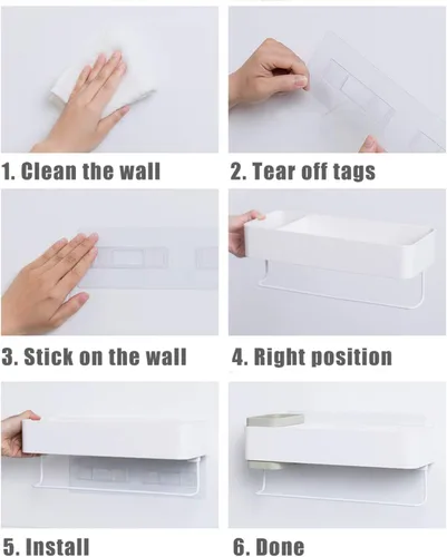 Miniatura 7 de Organizador de pared para baño, adhesivo de almacenamiento, pequeño apartamento básico para ducha, color verde