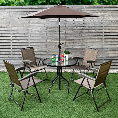 Miniatura 4 de Giantex Juego de 4 sillas de comedor para patio, sillas plegables para exteriores, sillas ajustables con apoyabrazos, sillas de patio portátiles