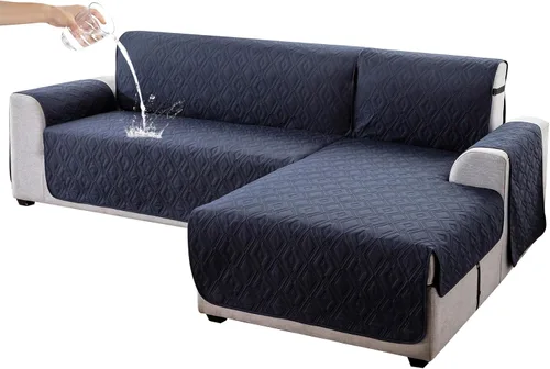 Miniatura 12 de Genina Fundas de Sofá Seccional para Perros Fundas de Sofá en Forma de L Funda de Chaise Lounge Funda de Sofá Reversible Protector de Muebles Beige