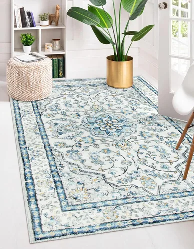 Miniatura 10 de Alfombra de pasillo oriental para baño Lahome, alfombra lavable de 2 x 6 pulgadas color beige para cocina, alfombra antideslizante para pasillo