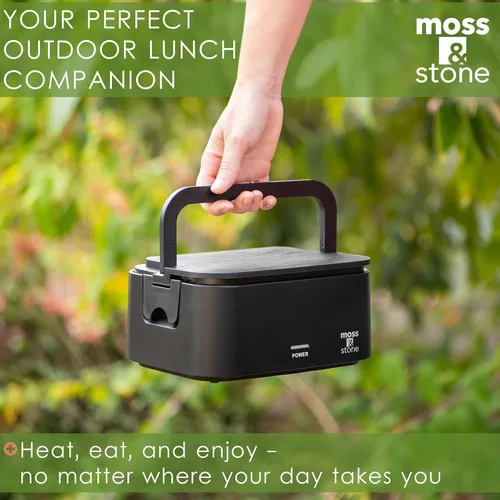Miniatura 3 de Moss & Stone Fiambrera eléctrica negra para adultos, calentador portátil de 80 W para el trabajo con recipiente de acero inoxidable 304 de 0.9 L