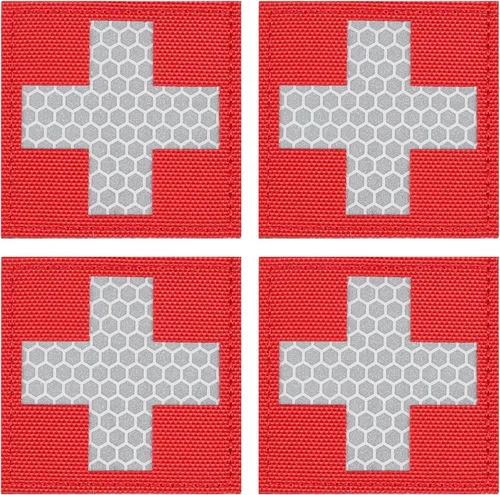 Miniatura 10 de LIVANS Medic Cross Morale Patch, parche médico blanco de primeros auxilios, parches tácticos de gancho y bucle EMT, 2 paquetes para mochilas Rojo