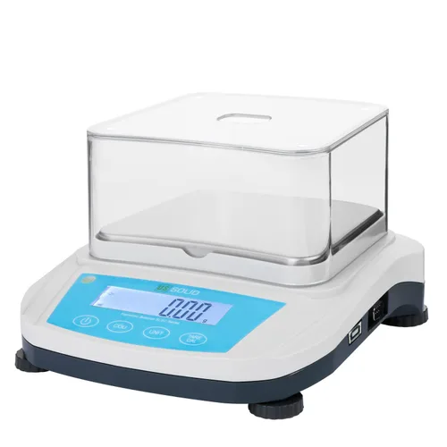 U.S. Solid Báscula de laboratorio de precisión de 21.16 oz x 0.00 oz- Balanza analítica de alta precisión con interfaz USB y RS232, escudo de tiro